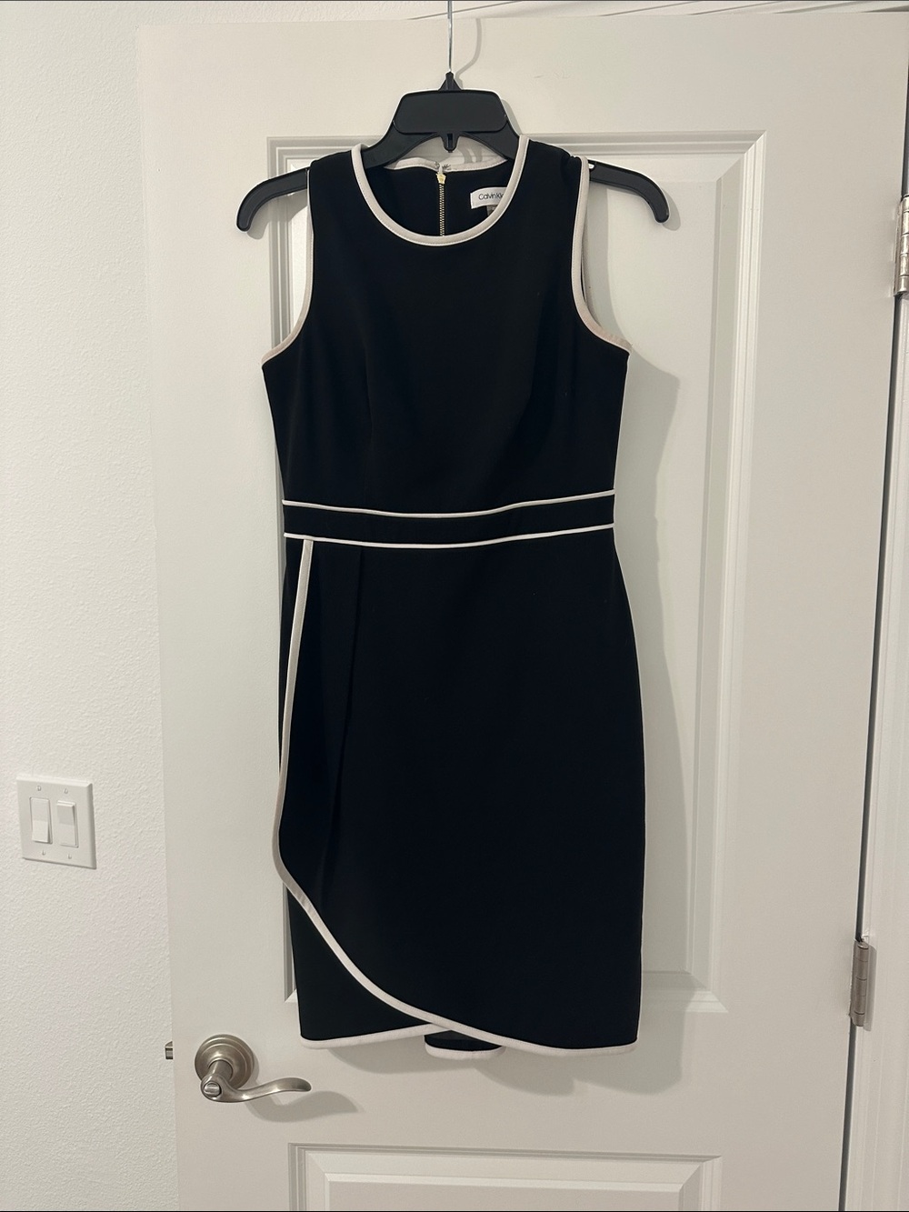 Calvin Klein Black Sheath Dress with White Trim